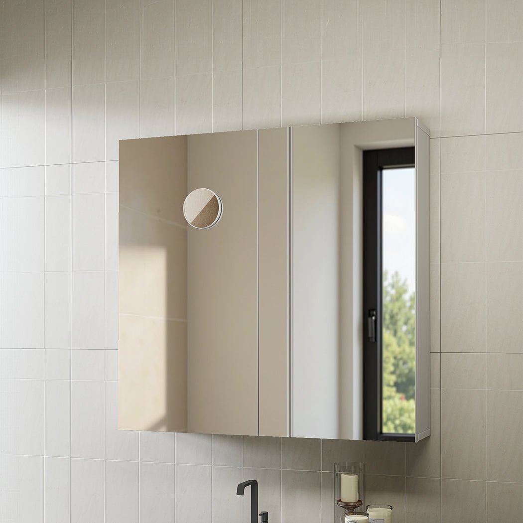 Bathroom Mirror Cabinet 75CM with 5X Magnifying Mirror & Soft - Close Hinges - White - Rivercity House & Home Co. (ABN 18 642 972 209) - Affordable Modern Furniture Australia