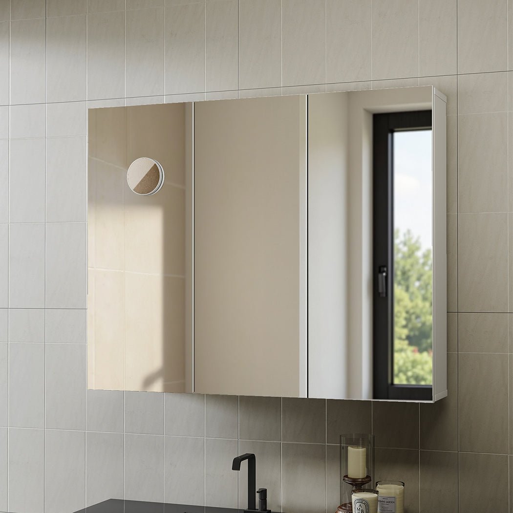 Bathroom Mirror Cabinet 90CM with 5X Magnifying Mirror and Tissue Hole - White - Rivercity House & Home Co. (ABN 18 642 972 209) - Affordable Modern Furniture Australia