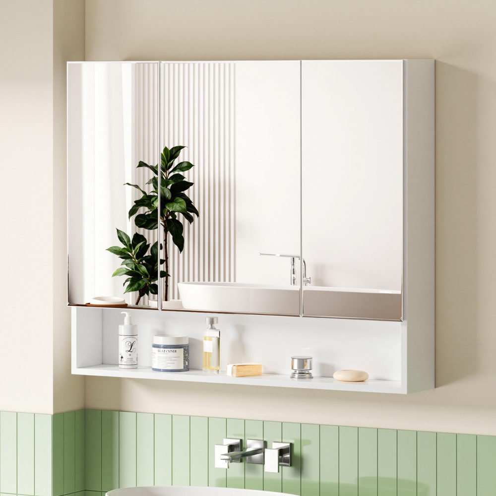 Bathroom Mirror Cabinet Medicine Adjustable Shelves Wall Hung 900x750mm White - Furniture > Bathroom > Bathroom Cabinets, Cupboards & Storage - Rivercity House & Home Co. (ABN 18 642 972 209) - Affordable Modern Furniture Australia