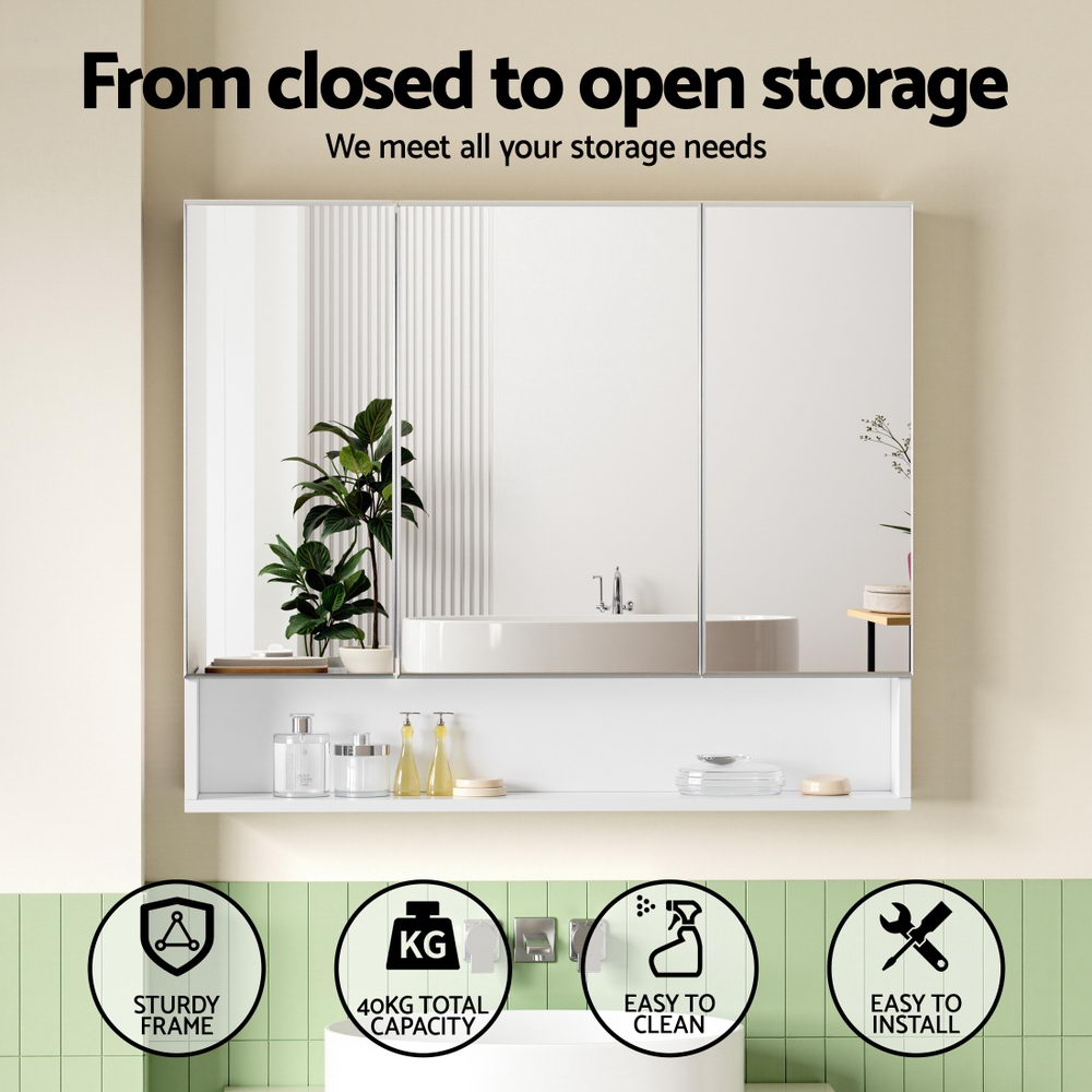 Bathroom Mirror Cabinet Medicine Adjustable Shelves Wall Hung 900x750mm White - Furniture > Bathroom > Bathroom Cabinets, Cupboards & Storage - Rivercity House & Home Co. (ABN 18 642 972 209) - Affordable Modern Furniture Australia