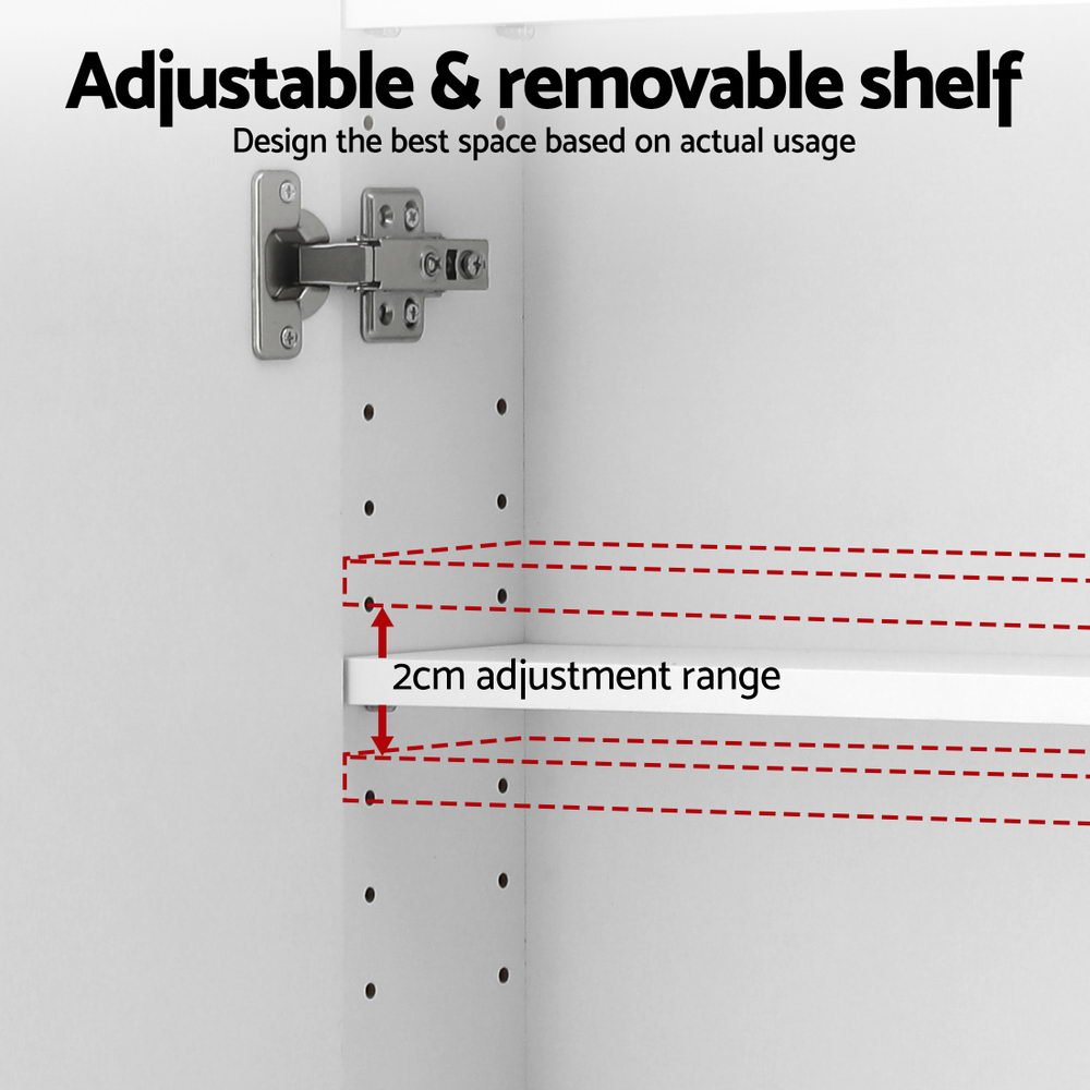 Bathroom Mirror Cabinet Medicine Shaving Arch Wall Hung 450x900mm White - Furniture > Bathroom > Bathroom Cabinets, Cupboards & Storage - Rivercity House & Home Co. (ABN 18 642 972 209) - Affordable Modern Furniture Australia