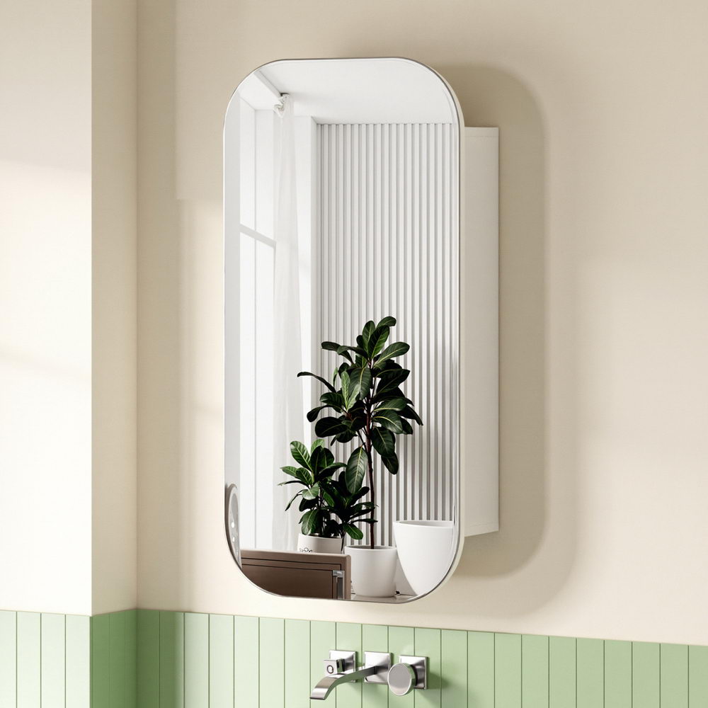 Bathroom Mirror Cabinet Medicine Shaving Arch Wall Hung 450x900mm White - Furniture > Bathroom > Bathroom Cabinets, Cupboards & Storage - Rivercity House & Home Co. (ABN 18 642 972 209) - Affordable Modern Furniture Australia