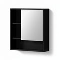 Bathroom Wall Mounted Mirror Cabinet 560mm with Adjustable Shelf - Black