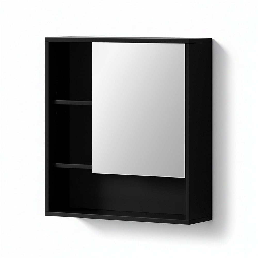 Bathroom Mirror Cabinet Mirrored Medicine Adjustable Shelf Wall Mounted 560mm Black - Furniture > Bathroom > Bathroom Cabinets, Cupboards & Storage - Rivercity House & Home Co. (ABN 18 642 972 209) - Affordable Modern Furniture Australia
