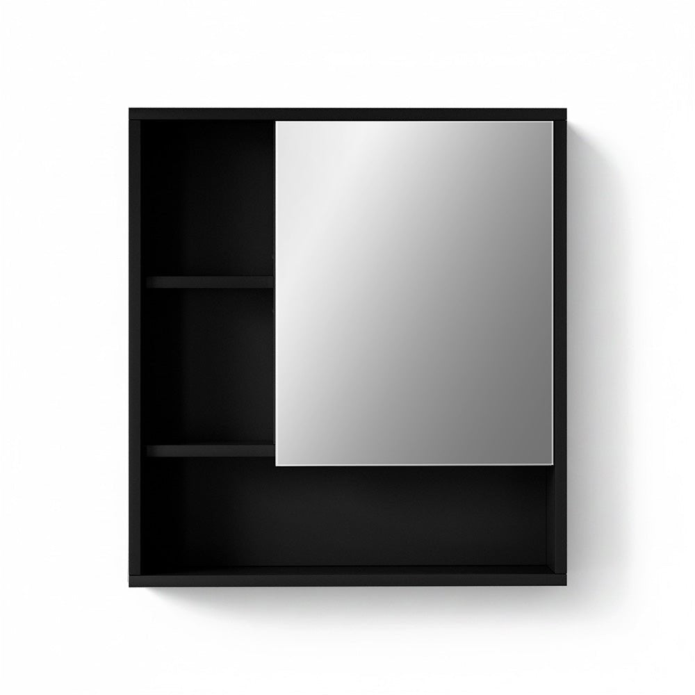 Bathroom Mirror Cabinet Mirrored Medicine Adjustable Shelf Wall Mounted 560mm Black - Furniture > Bathroom > Bathroom Cabinets, Cupboards & Storage - Rivercity House & Home Co. (ABN 18 642 972 209) - Affordable Modern Furniture Australia