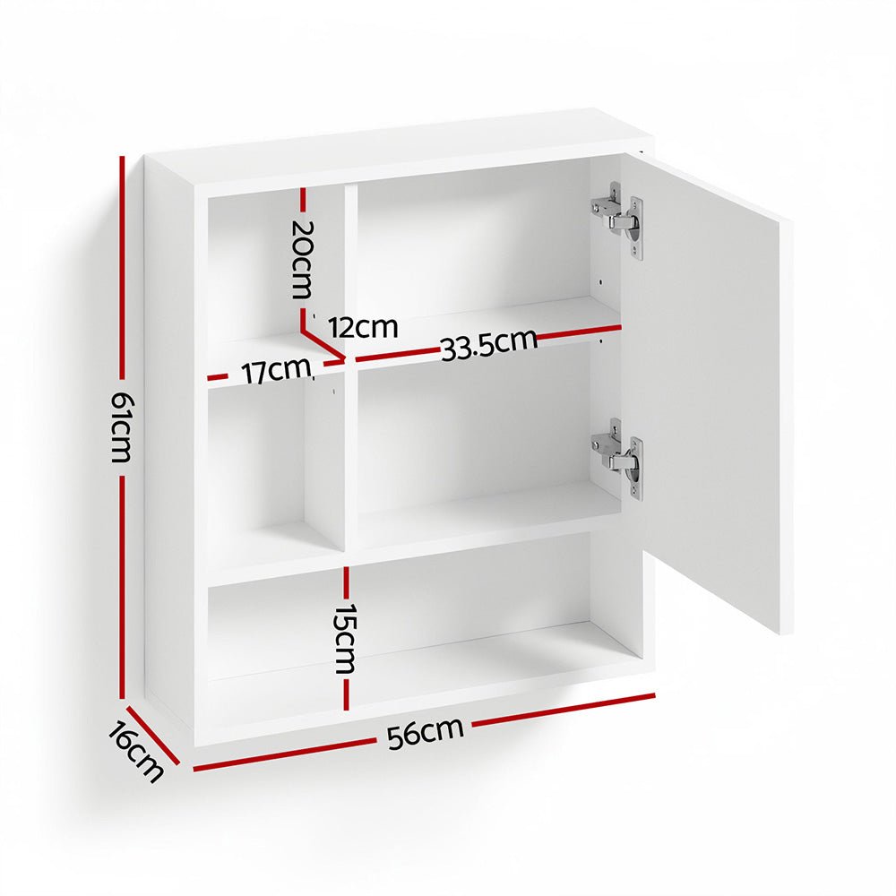 Bathroom Mirror Cabinet Mirrored Medicine Adjustable Shelf Wall Mounted 560mm White - Furniture > Bathroom > Bathroom Cabinets, Cupboards & Storage - Rivercity House & Home Co. (ABN 18 642 972 209) - Affordable Modern Furniture Australia