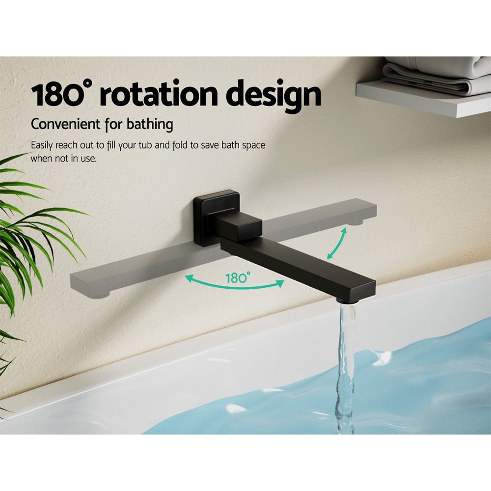 Bathroom Mixer Spout Wall Bath Tap Square Swivel Bathtub Black - Furniture > Bathroom > Tap & Sink Accessories - Rivercity House & Home Co. (ABN 18 642 972 209) - Affordable Modern Furniture Australia