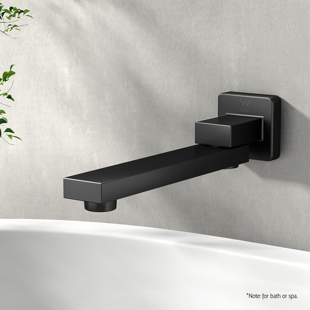 Bathroom Mixer Spout Wall Bath Tap Square Swivel Bathtub Black - Furniture > Bathroom > Tap & Sink Accessories - Rivercity House & Home Co. (ABN 18 642 972 209) - Affordable Modern Furniture Australia