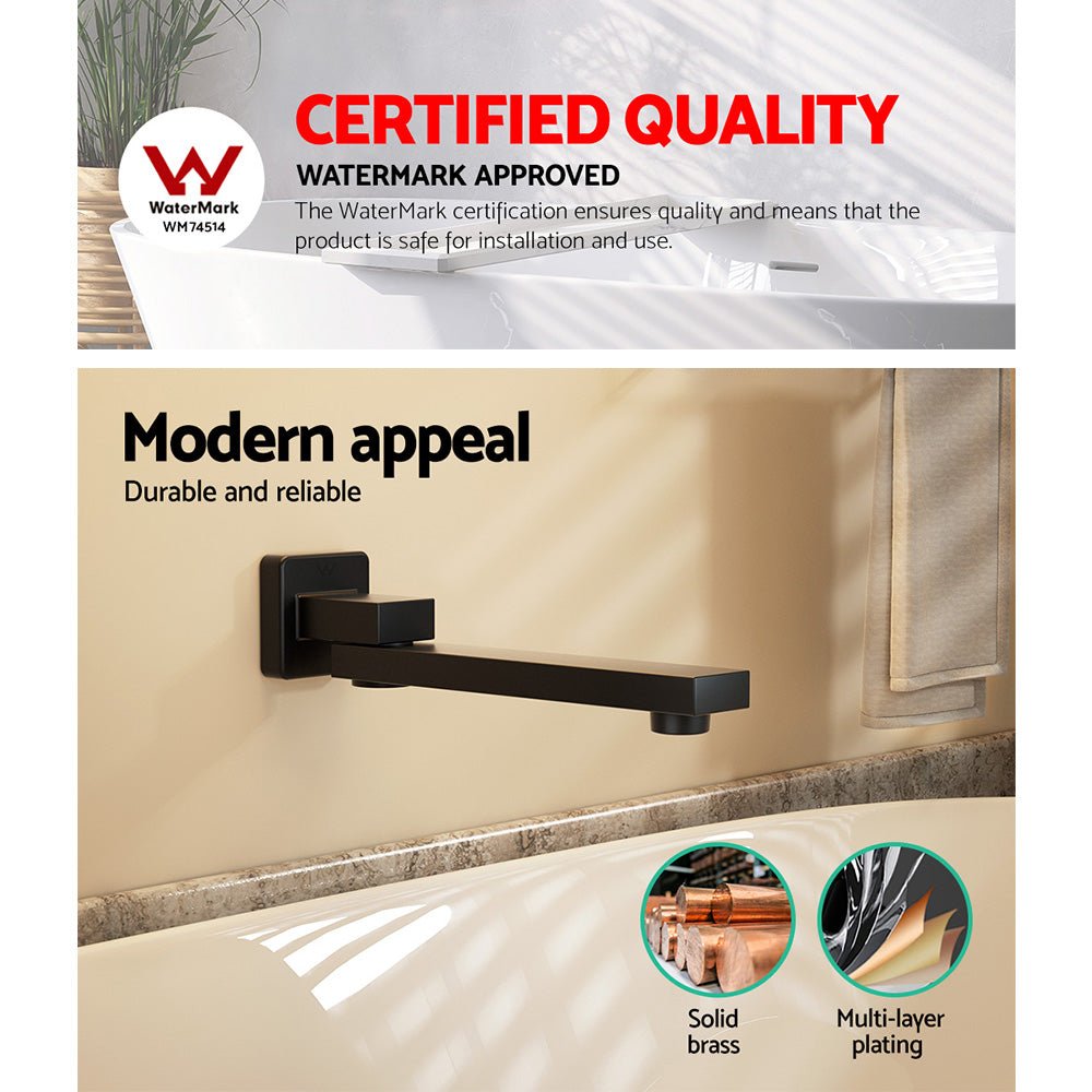 Bathroom Mixer Spout Wall Bath Tap Square Swivel Bathtub Black - Furniture > Bathroom > Tap & Sink Accessories - Rivercity House & Home Co. (ABN 18 642 972 209) - Affordable Modern Furniture Australia