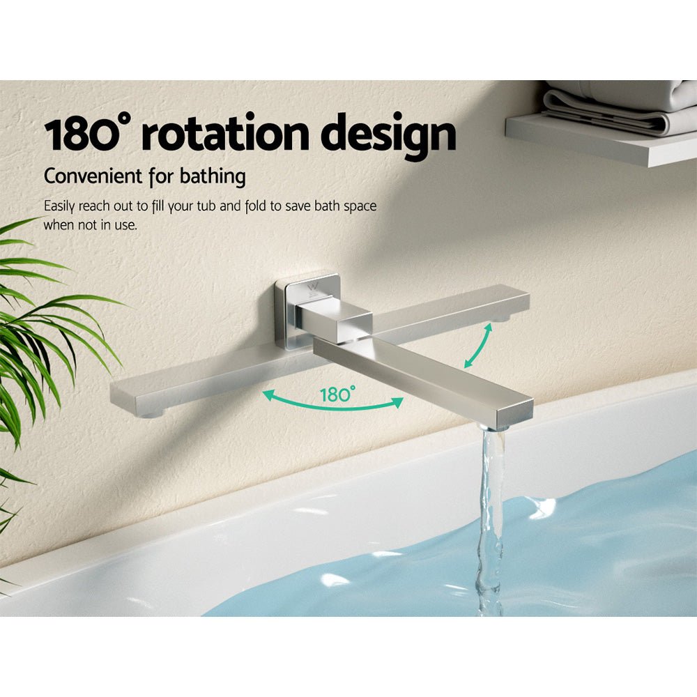 Bathroom Mixer Spout Wall Bath Tap Square Swivel Bathtub Chrome - Furniture > Bathroom > Tap & Sink Accessories - Rivercity House & Home Co. (ABN 18 642 972 209) - Affordable Modern Furniture Australia