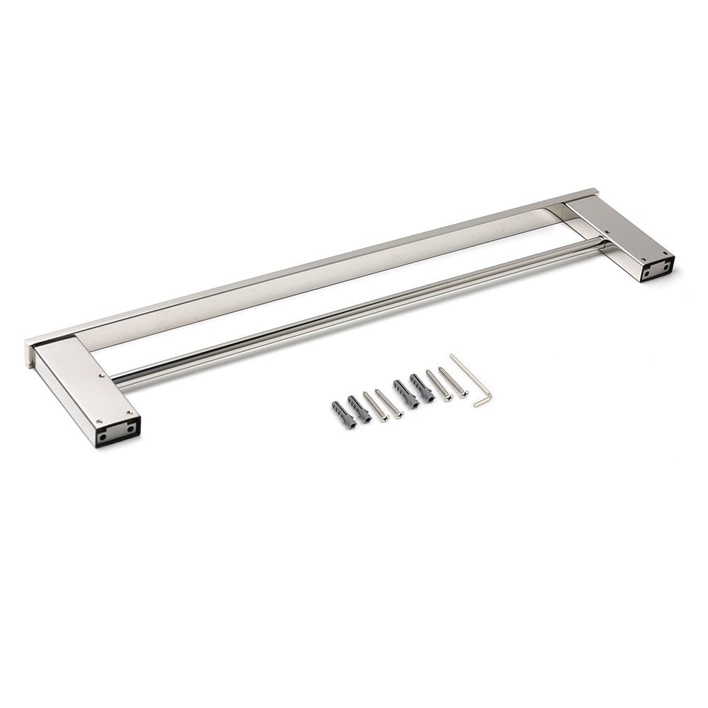 Bathroom Polish Chrome Square Towel Rail Rack 600mm Double Hanger Holder Bar - Home & Garden > Bathroom Accessories > Shower Accessories - Rivercity House & Home Co. (ABN 18 642 972 209) - Affordable Modern Furniture Australia