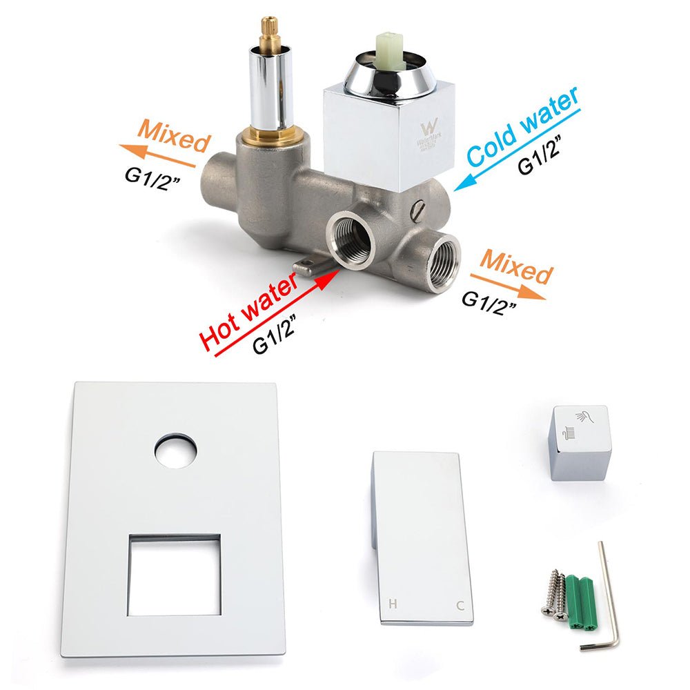 Bathroom Square Shower Mixer Diverter Tap Square Chrome For Spout Shower Head - Furniture > Bathroom > Shower Heads & Screens - Rivercity House & Home Co. (ABN 18 642 972 209) - Affordable Modern Furniture Australia