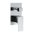 Square Bathroom Shower Mixer Diverter Tap with Spout and Shower Head - Chrome