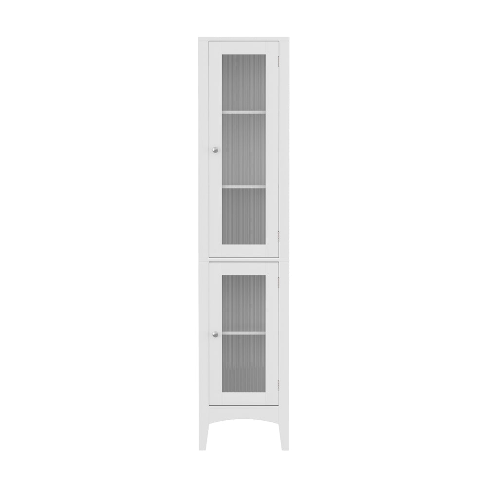 Bathroom Storage Cabinet 160cm Tall Slim Floor Cupboard Toilet Glass Door White - Furniture > Bathroom > Bathroom Cabinets, Cupboards & Storage - Rivercity House & Home Co. (ABN 18 642 972 209) - Affordable Modern Furniture Australia