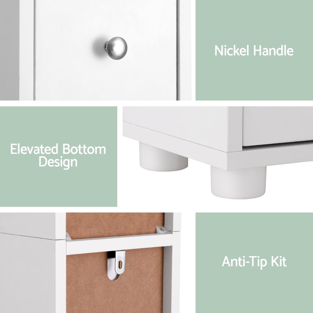 Bathroom Storage Cabinet 180cm Tall Slim Floor Cupboard Toilet Narrow Linen Tower - Furniture > Bathroom > Bathroom Cabinets, Cupboards & Storage - Rivercity House & Home Co. (ABN 18 642 972 209) - Affordable Modern Furniture Australia