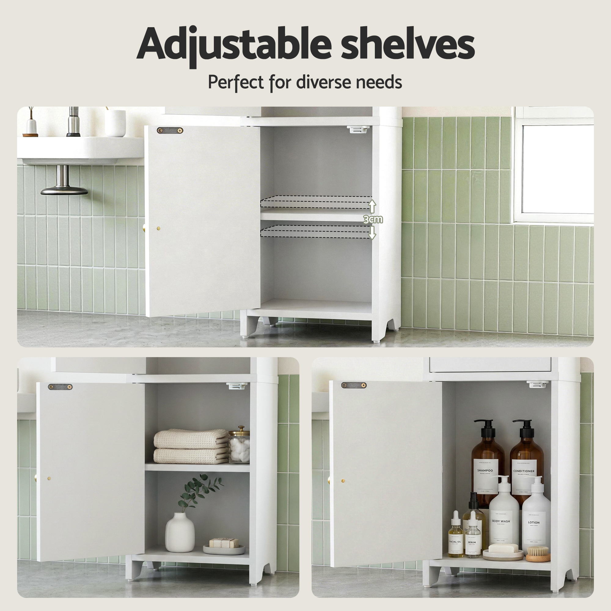 Bathroom Storage Cabinet 2 - Tier Slim Toilet Organizer Adjustable White - Furniture > Bathroom > Bathroom Cabinets, Cupboards & Storage - Rivercity House & Home Co. (ABN 18 642 972 209) - Affordable Modern Furniture Australia