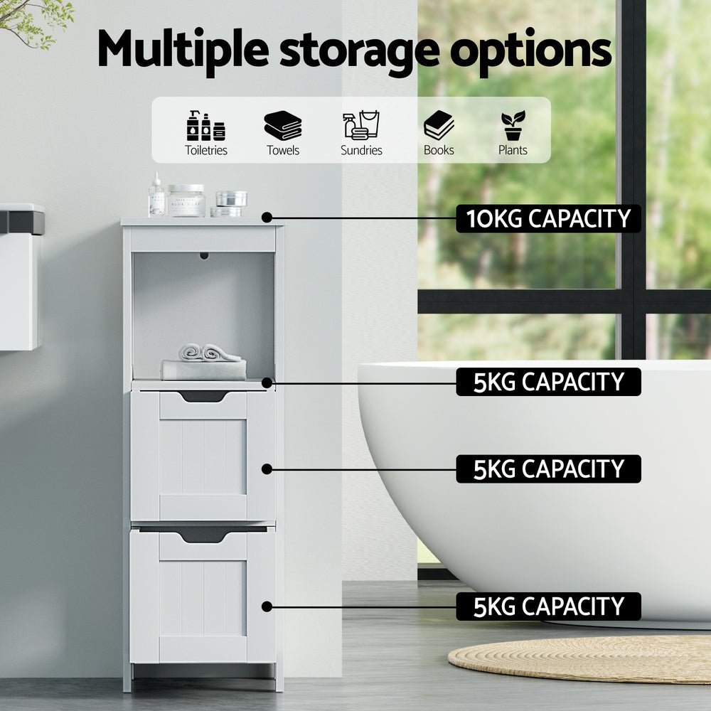 Bathroom Storage Cabinet 89cm Floor Toilet Drawer Bedroom Organizer Standing White - Furniture > Bathroom > Bathroom Cabinets, Cupboards & Storage - Rivercity House & Home Co. (ABN 18 642 972 209) - Affordable Modern Furniture Australia