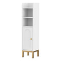 Bathroom Floor Storage Cabinet with Adjustable Shelves and Door Toilet Corner Organiser - White