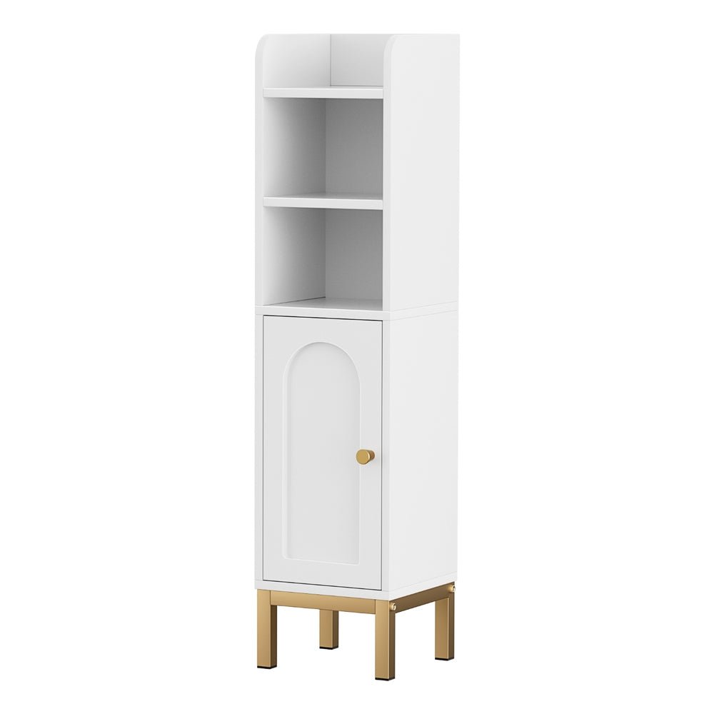Bathroom Storage Cabinet Floor Organizer Toilet Corner Adjustable Shelf with Door White - Furniture > Bathroom > Bathroom Cabinets, Cupboards & Storage - Rivercity House & Home Co. (ABN 18 642 972 209) - Affordable Modern Furniture Australia