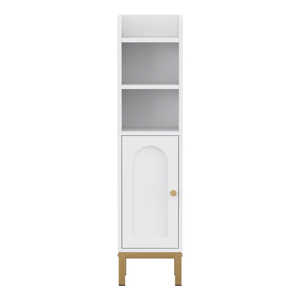 Bathroom Storage Cabinet Floor Organizer Toilet Corner Adjustable Shelf with Door White - Furniture > Bathroom > Bathroom Cabinets, Cupboards & Storage - Rivercity House & Home Co. (ABN 18 642 972 209) - Affordable Modern Furniture Australia