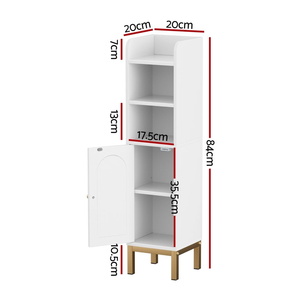 Bathroom Storage Cabinet Floor Organizer Toilet Corner Adjustable Shelf with Door White - Furniture > Bathroom > Bathroom Cabinets, Cupboards & Storage - Rivercity House & Home Co. (ABN 18 642 972 209) - Affordable Modern Furniture Australia