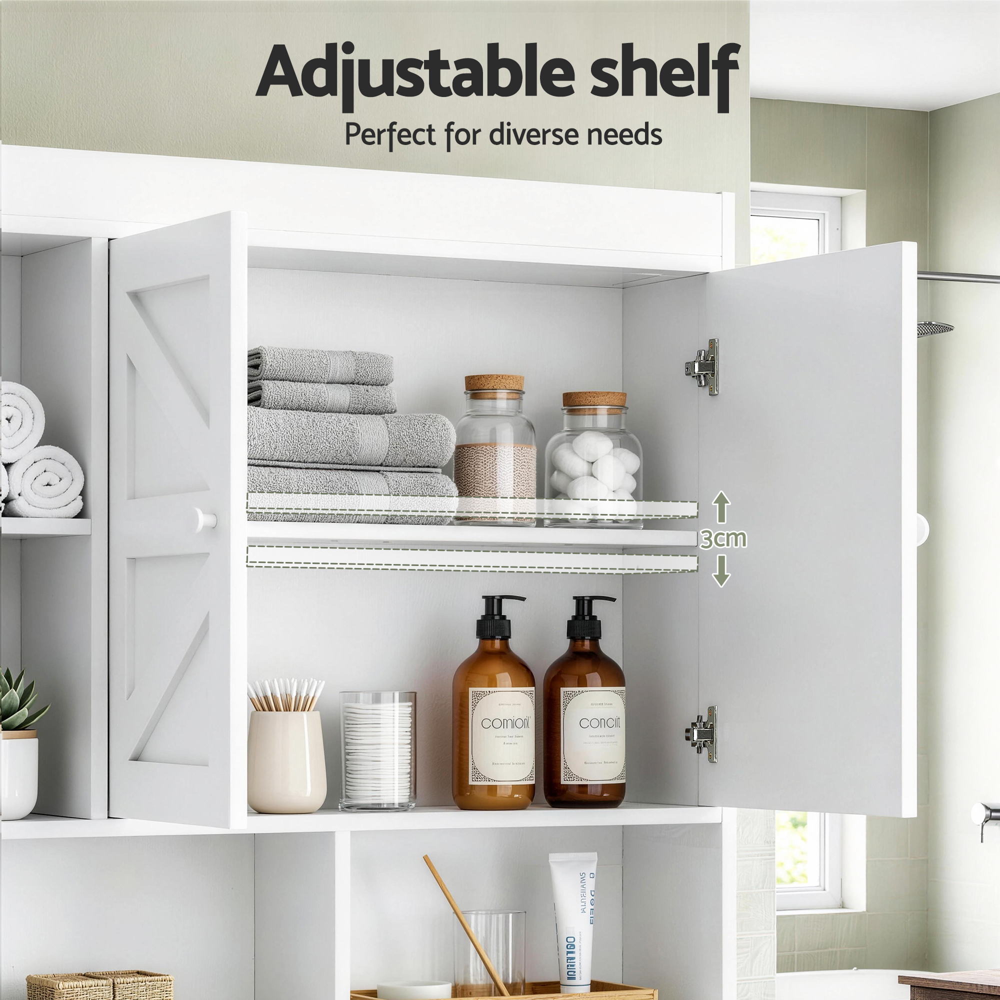 Bathroom Storage Cabinet Over The Toilet Organiser Laundry Shelf Holder - Furniture > Bathroom > Bathroom Cabinets, Cupboards & Storage - Rivercity House & Home Co. (ABN 18 642 972 209) - Affordable Modern Furniture Australia