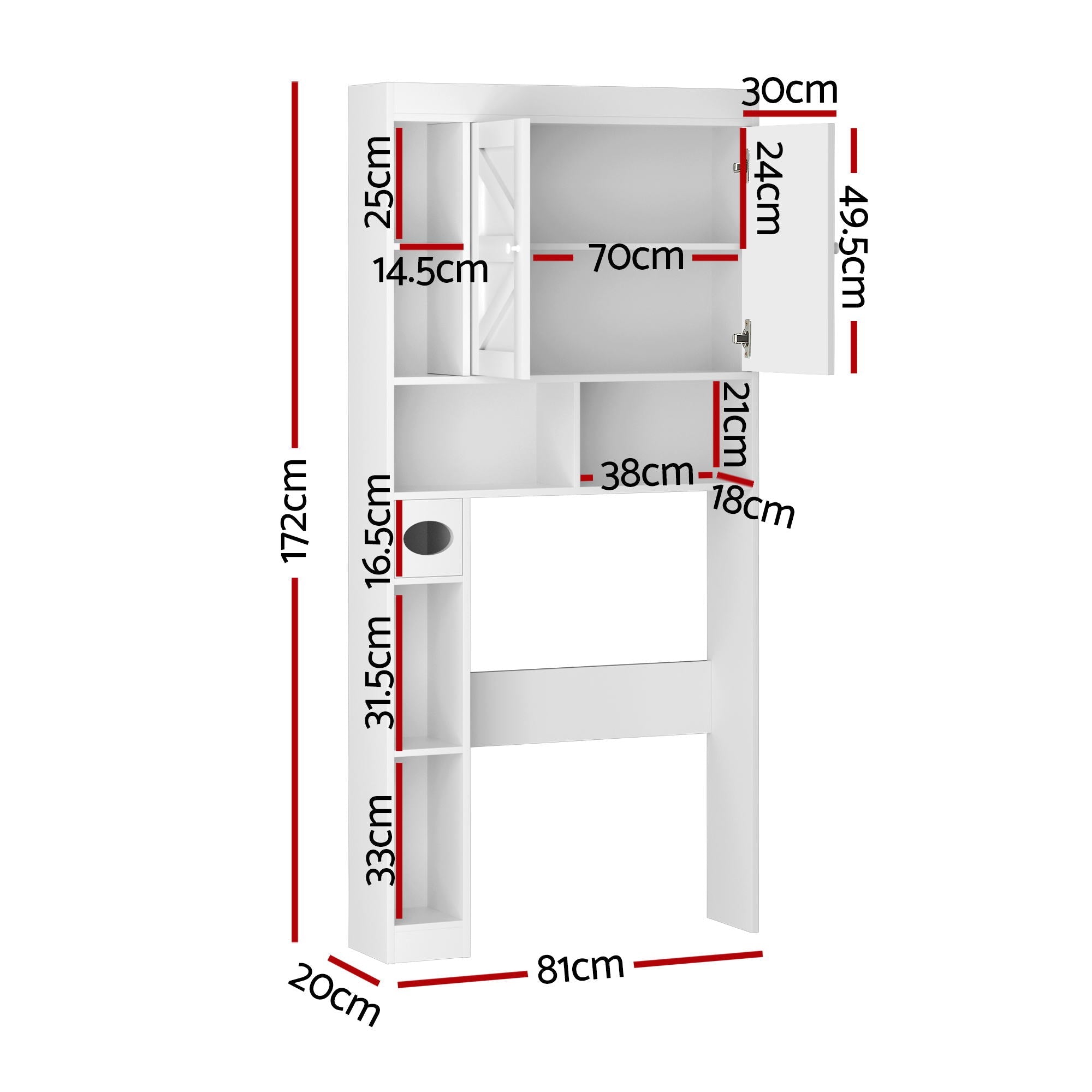 Bathroom Storage Cabinet Over The Toilet Organiser Laundry Shelf Holder - Furniture > Bathroom > Bathroom Cabinets, Cupboards & Storage - Rivercity House & Home Co. (ABN 18 642 972 209) - Affordable Modern Furniture Australia