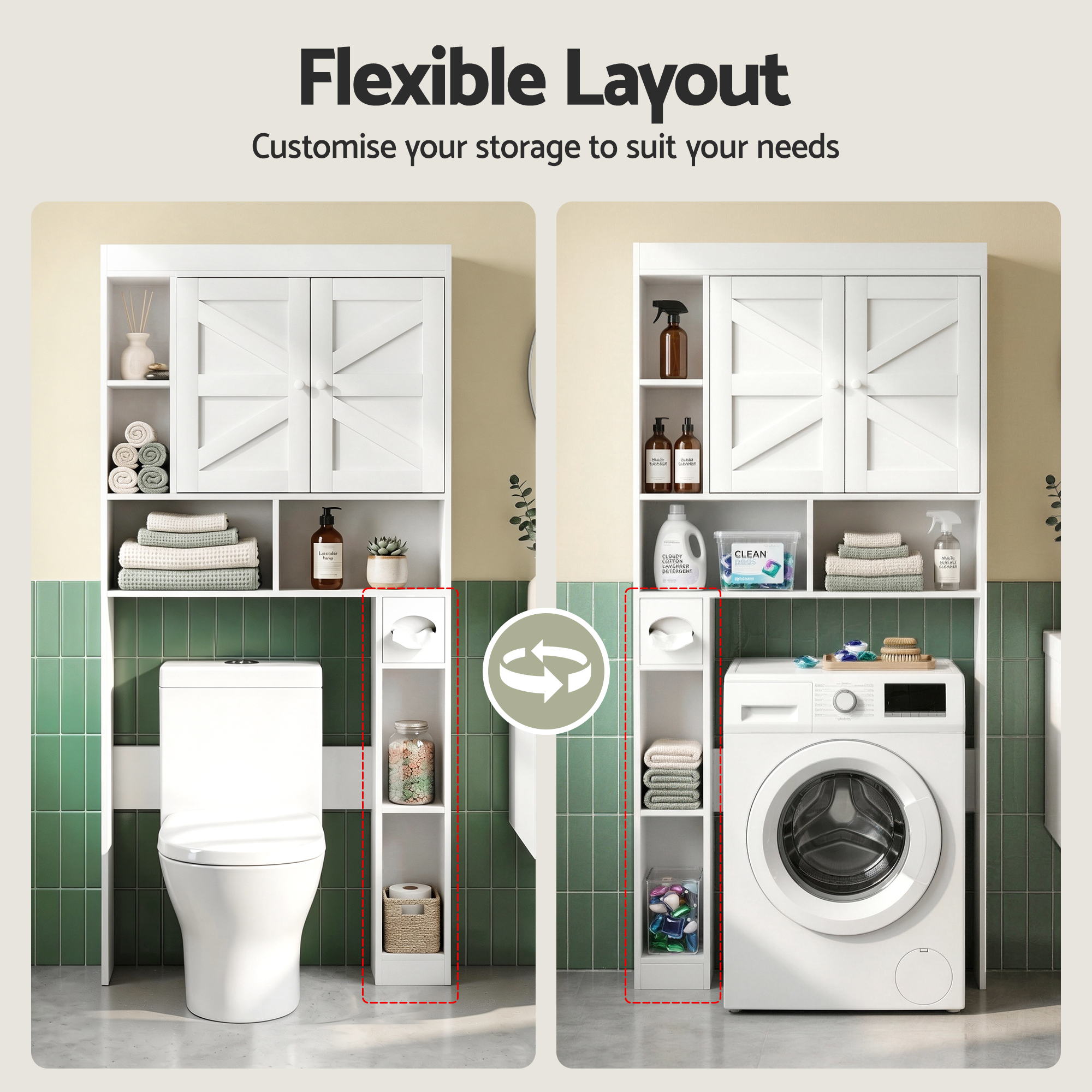 Bathroom Storage Cabinet Over The Toilet Organiser Laundry Shelf Holder - Furniture > Bathroom > Bathroom Cabinets, Cupboards & Storage - Rivercity House & Home Co. (ABN 18 642 972 209) - Affordable Modern Furniture Australia