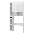 Over Toilet Bathroom Storage Cabinet with Laundry Shelf and Toilet Paper Holder - White