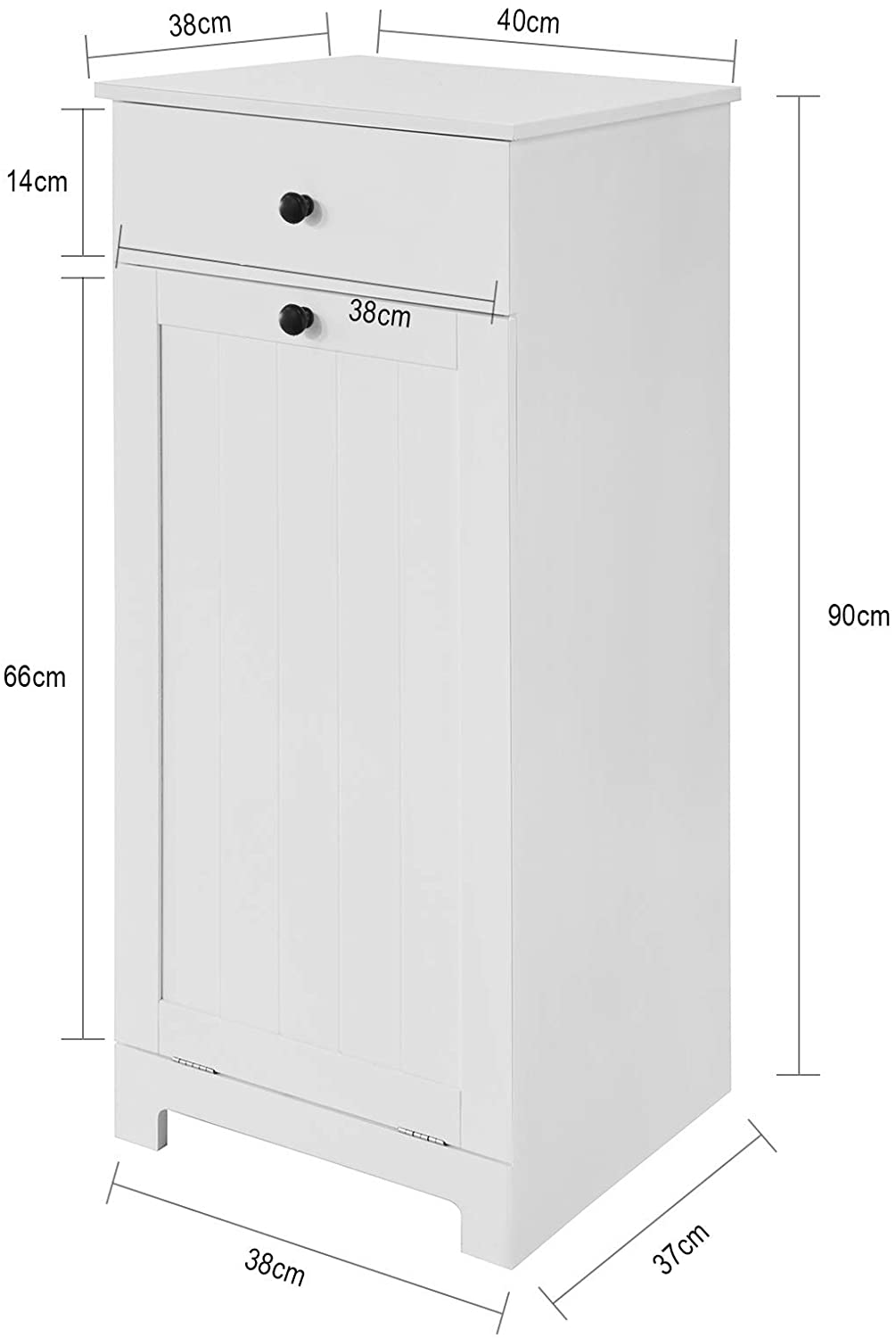 Bathroom Storage Cabinet with Laundry Basket and Drawer - White - Home & Garden > Storage > Clothing & Wardrobe Storage - Rivercity House & Home Co. (ABN 18 642 972 209) - Affordable Modern Furniture Australia
