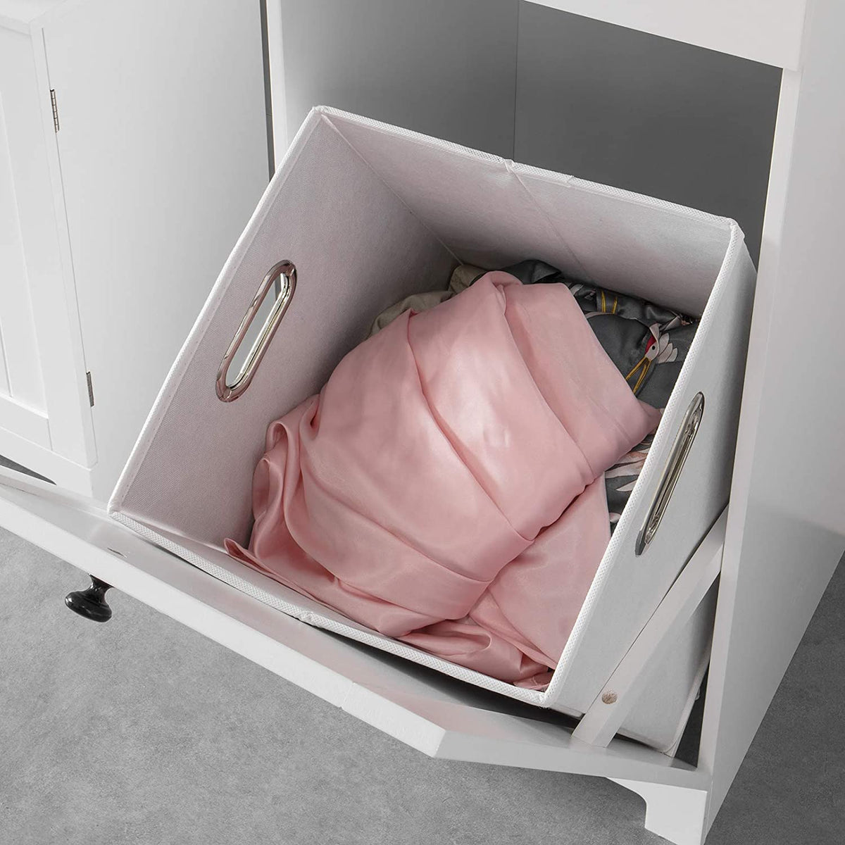 Bathroom Storage Cabinet with Laundry Basket and Drawer - White - Home & Garden > Storage > Clothing & Wardrobe Storage - Rivercity House & Home Co. (ABN 18 642 972 209) - Affordable Modern Furniture Australia