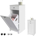 Bathroom Storage Cabinet with Laundry Basket and Drawer - White