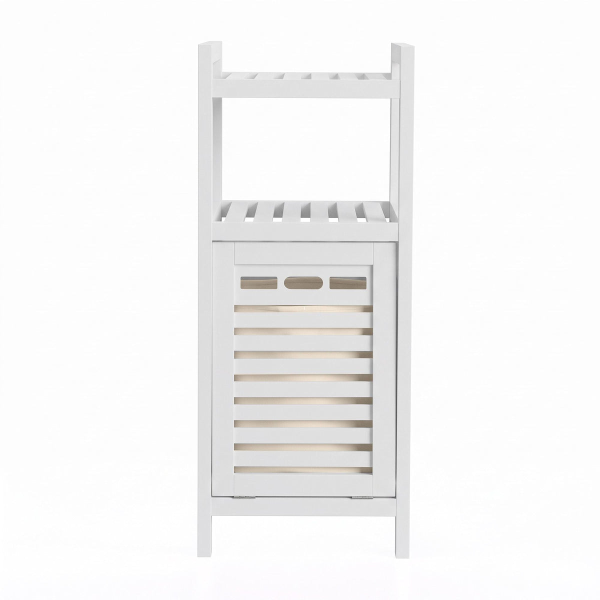 Bathroom Storage Cabinet with Tilt-Out Laundry Hamper and Tall Organiser - White - Furniture > Bathroom > Bathroom Cabinets, Cupboards & Storage - Rivercity House & Home Co. (ABN 18 642 972 209) - Affordable Modern Furniture Australia