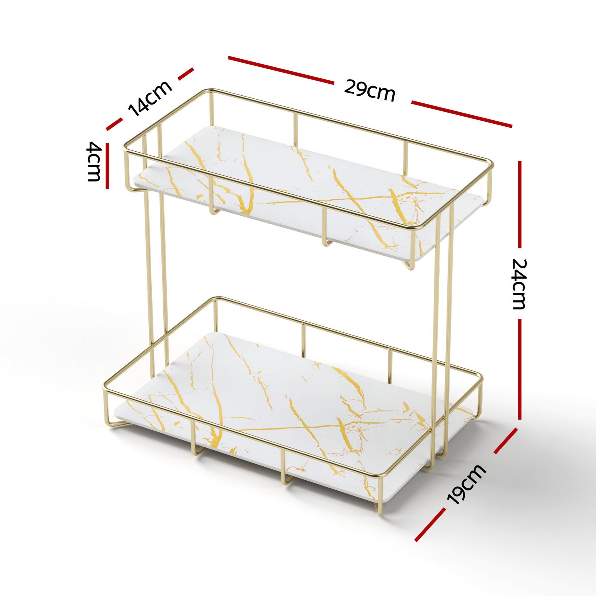 Bathroom Storage Rack 2 Tier Corner Organiser Gold Marble Look - Furniture > Bathroom > Bathroom Cabinets, Cupboards & Storage - Rivercity House & Home Co. (ABN 18 642 972 209) - Affordable Modern Furniture Australia