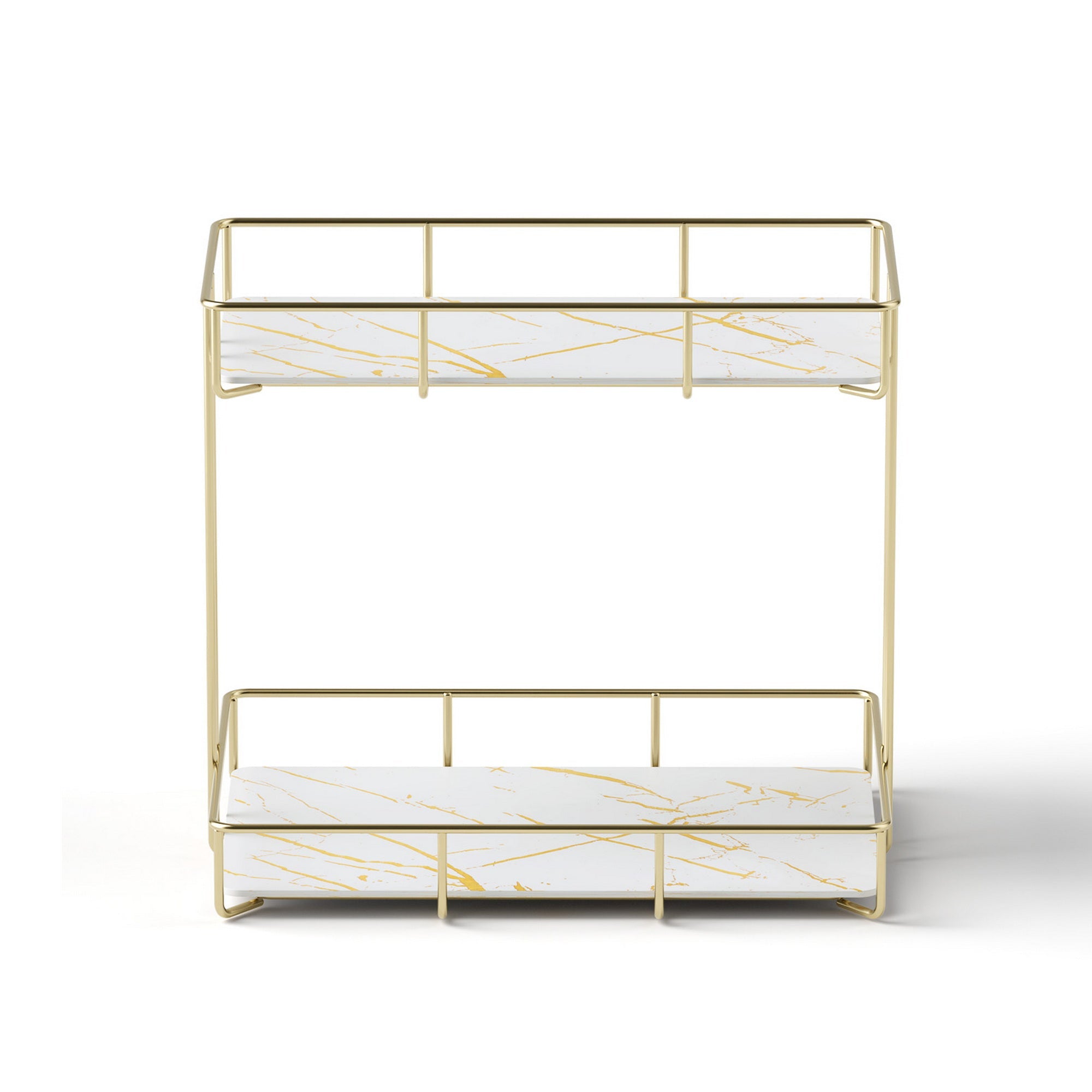 Bathroom Storage Rack 2 Tier Corner Organiser Gold Marble Look - Furniture > Bathroom > Bathroom Cabinets, Cupboards & Storage - Rivercity House & Home Co. (ABN 18 642 972 209) - Affordable Modern Furniture Australia