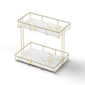 2 Tier Bathroom Corner Storage Rack with Marble Look - Gold