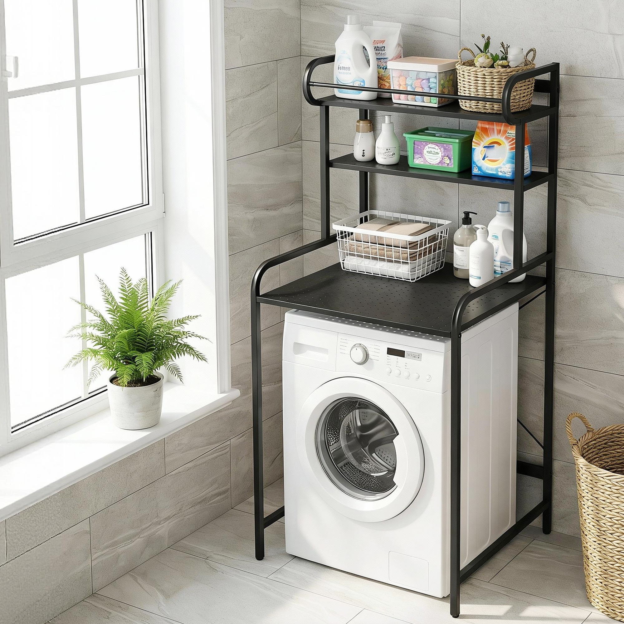 Bathroom Storage Shelf Over Washing Machine Toilet 3 Tier - Furniture > Bathroom > Bathroom Cabinets, Cupboards & Storage - Rivercity House & Home Co. (ABN 18 642 972 209) - Affordable Modern Furniture Australia