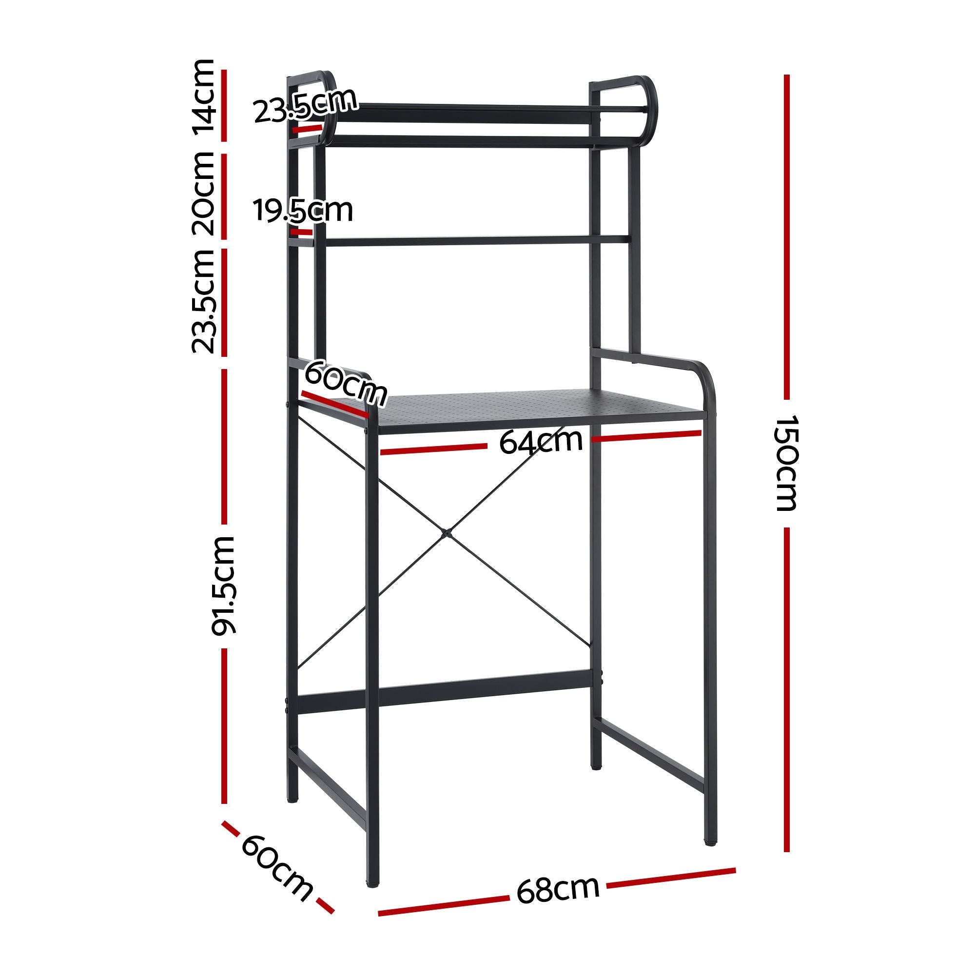 Bathroom Storage Shelf Over Washing Machine Toilet 3 Tier - Furniture > Bathroom > Bathroom Cabinets, Cupboards & Storage - Rivercity House & Home Co. (ABN 18 642 972 209) - Affordable Modern Furniture Australia