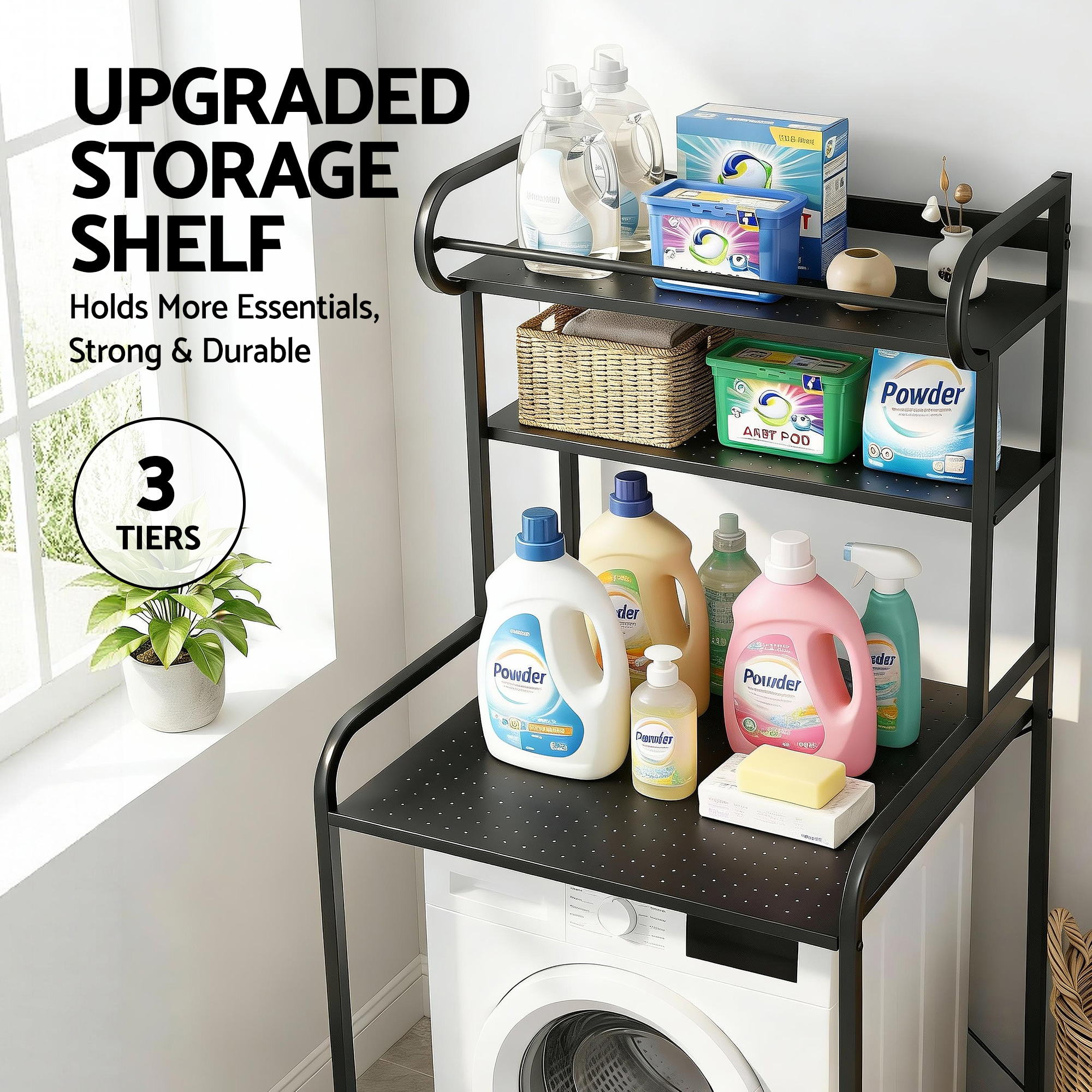 Bathroom Storage Shelf Over Washing Machine Toilet 3 Tier - Furniture > Bathroom > Bathroom Cabinets, Cupboards & Storage - Rivercity House & Home Co. (ABN 18 642 972 209) - Affordable Modern Furniture Australia