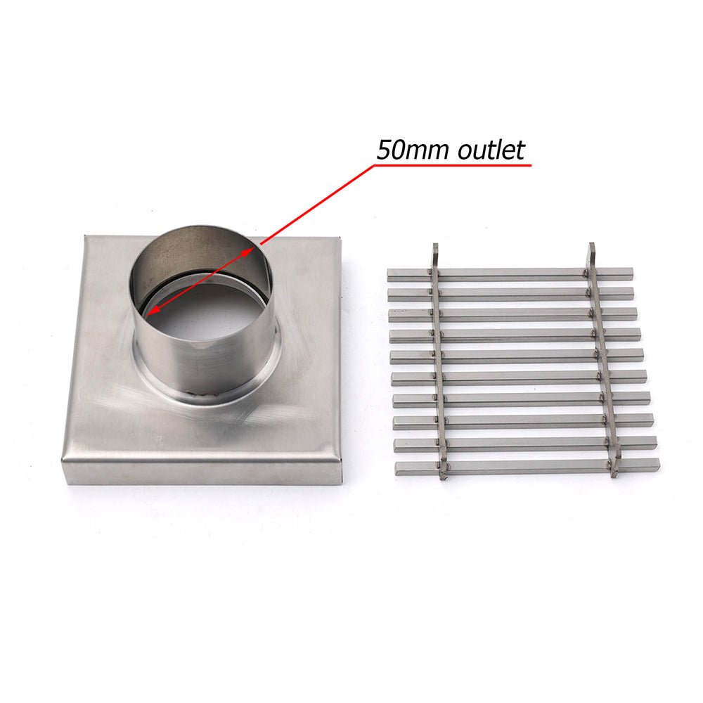 Bathroom SUS 100mm Square Strip Fence Sword Shower Grate Floor Drain 50mm Outlet - Furniture > Bathroom > Shower Heads & Screens - Rivercity House & Home Co. (ABN 18 642 972 209) - Affordable Modern Furniture Australia