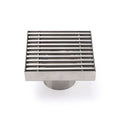 100mm Square SUS Strip Fence Shower Floor Drain 50mm Outlet - Brushed Silver