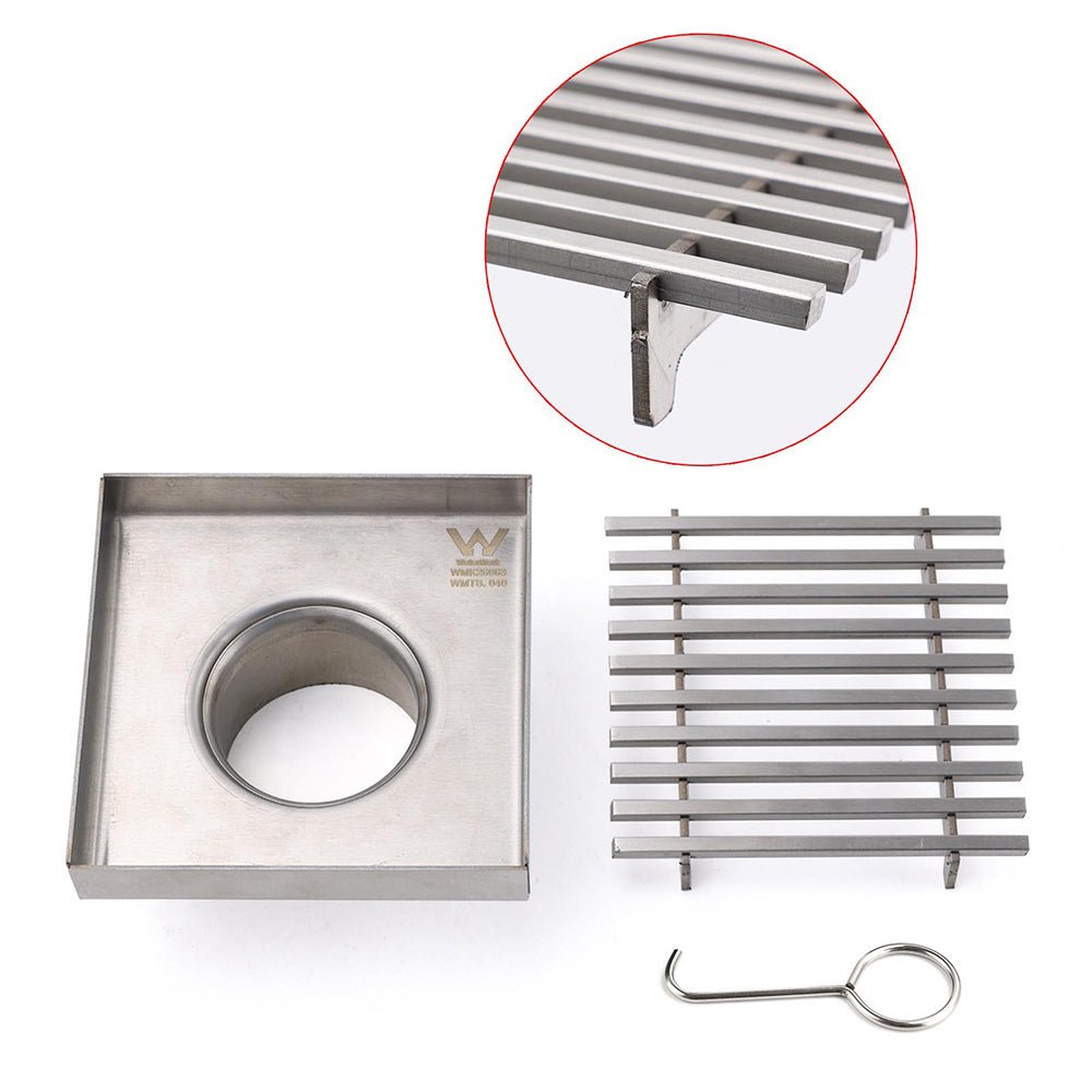 Bathroom SUS 100mm Square Strip Fence Sword Shower Grate Floor Drain 50mm Outlet - Furniture > Bathroom > Shower Heads & Screens - Rivercity House & Home Co. (ABN 18 642 972 209) - Affordable Modern Furniture Australia