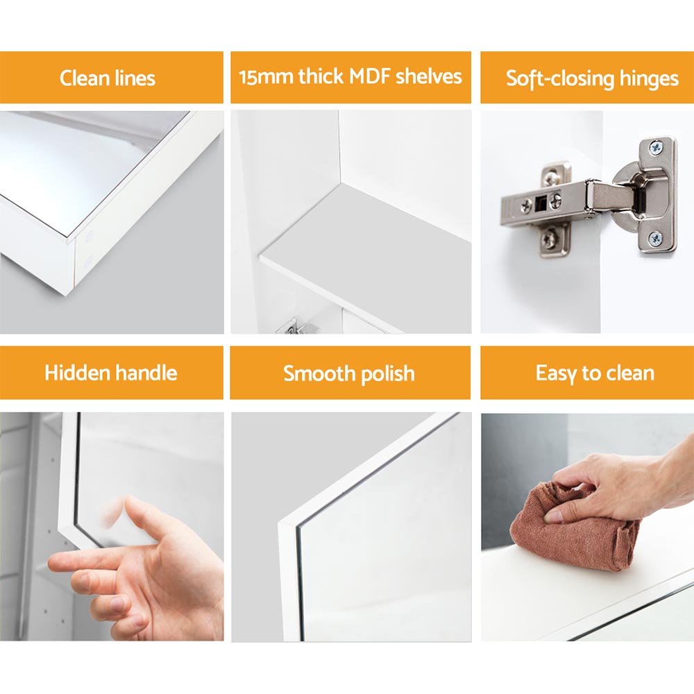 Bathroom Vanity Mirror with Storage Cabinet - White - Home & Garden > Bathroom Accessories - Rivercity House & Home Co. (ABN 18 642 972 209) - Affordable Modern Furniture Australia