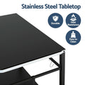 BBQ Camp Party Table, Garden Backyard Outdoor Cart Stainless Steel Prep Table Mobile Kitchen Trolley Heavy Duty with Wheels Tank Holder Hooks, Black