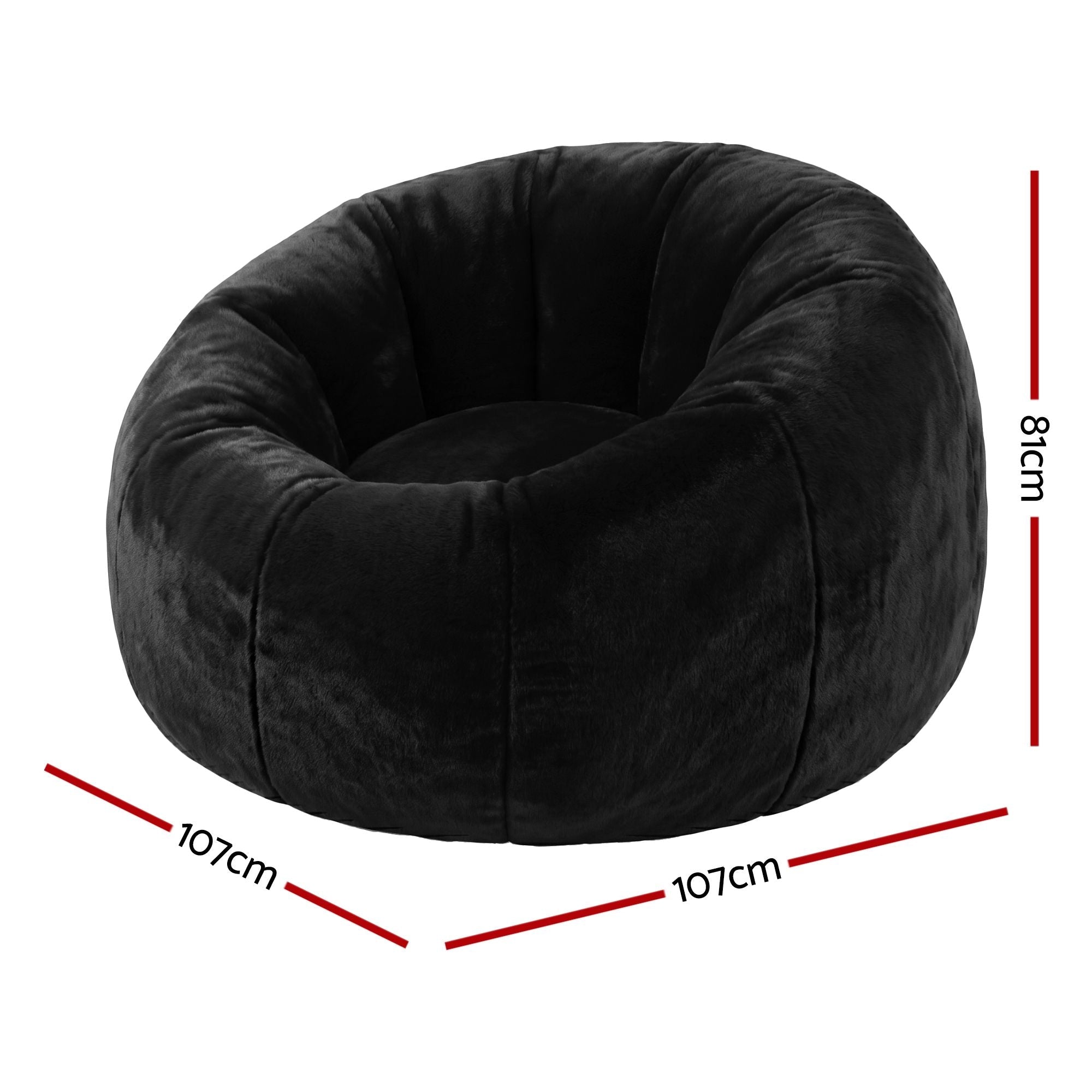 Bean Bag Chair Cover (No Filler) Soft Faux Fur Beanbag Cover Large Round Stuffed Animal Storage Bean Bag Cover Washable Lazy Sofa Cover for Adults Kids Teens, Black - Furniture > Sofas > Sofa Accessories - Rivercity House & Home Co. (ABN 18 642 972 209) - Affordable Modern Furniture Australia