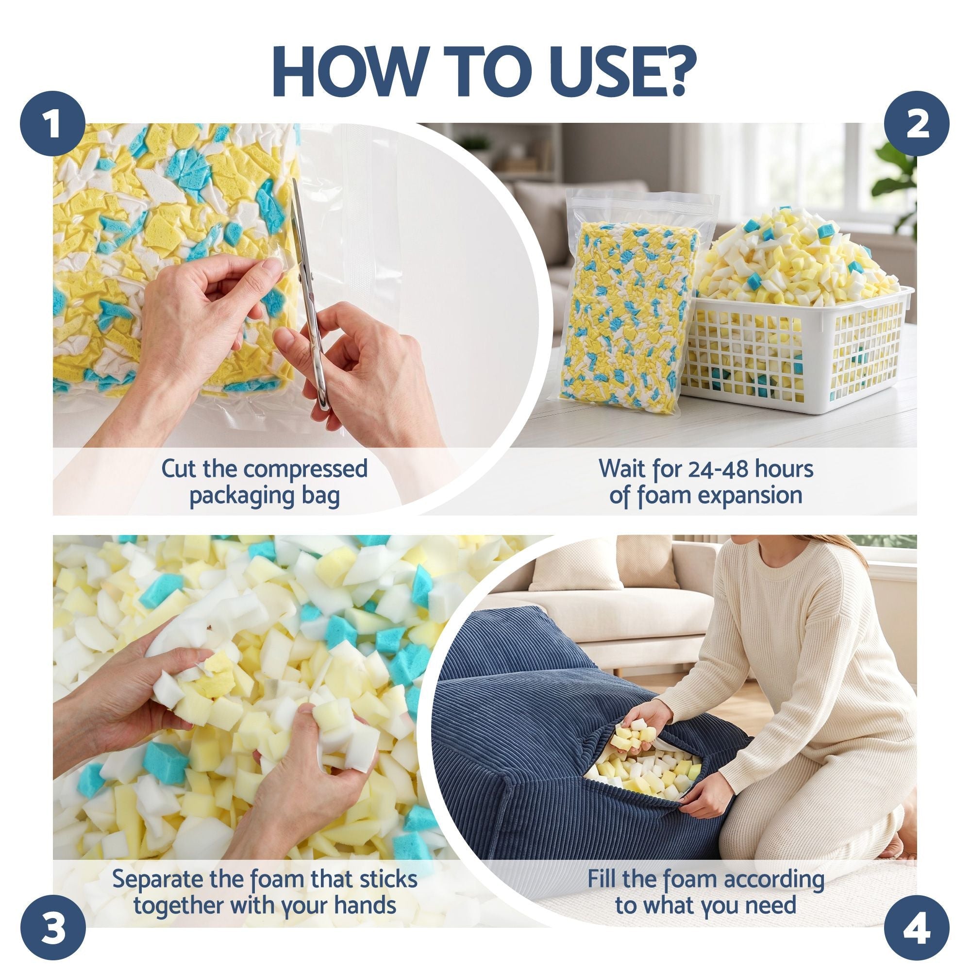 Bean Bag Chair Cover with Filler Soft Corduroy DIY Stuffed Animal Storage Bean Bag for Adults, Washable Lazy Sofa for Living Room Bedroom, Blue - Furniture > Sofas > Sofa Accessories - Rivercity House & Home Co. (ABN 18 642 972 209) - Affordable Modern Furniture Australia