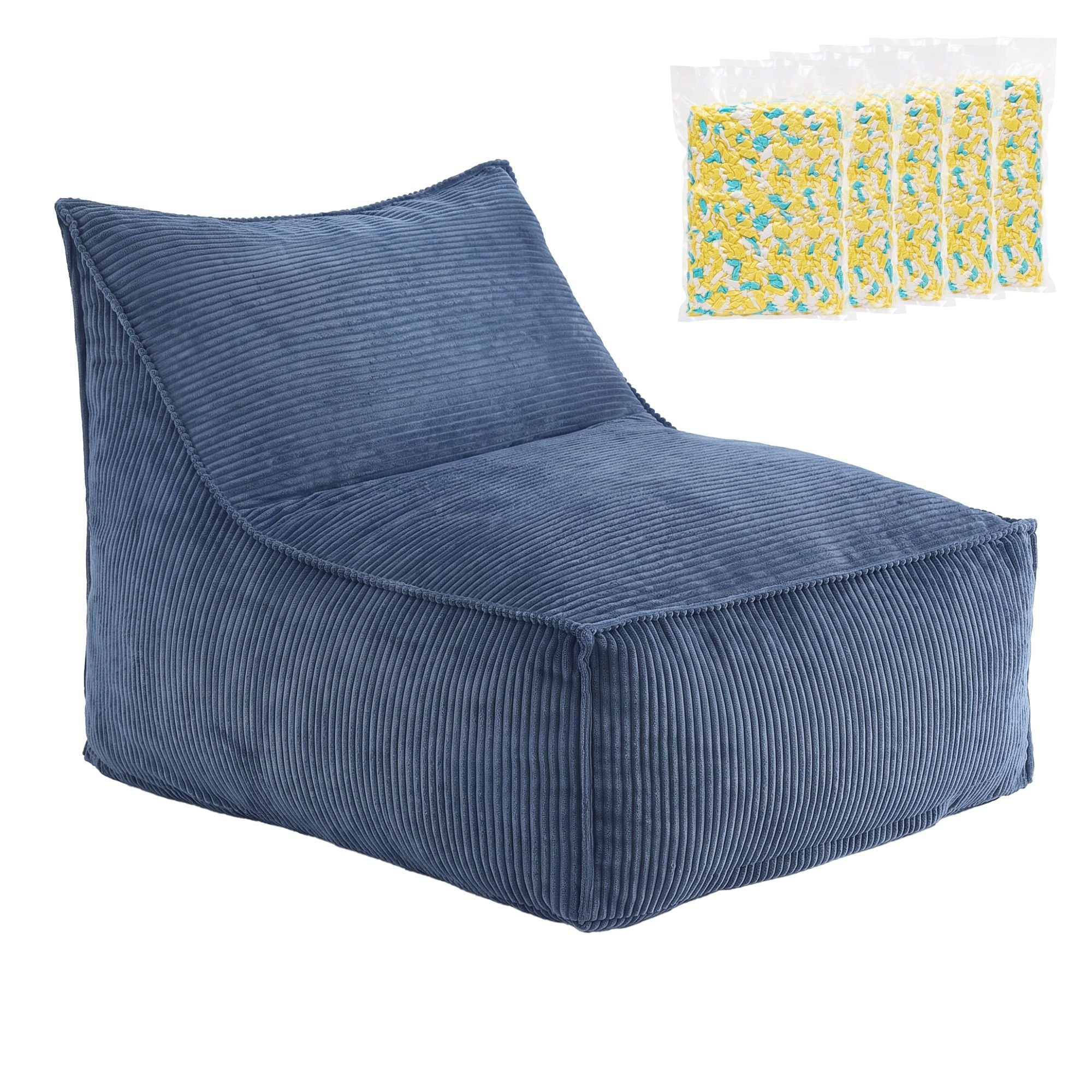 Bean Bag Chair Cover with Filler Soft Corduroy DIY Stuffed Animal Storage Bean Bag for Adults, Washable Lazy Sofa for Living Room Bedroom, Blue - Furniture > Sofas > Sofa Accessories - Rivercity House & Home Co. (ABN 18 642 972 209) - Affordable Modern Furniture Australia