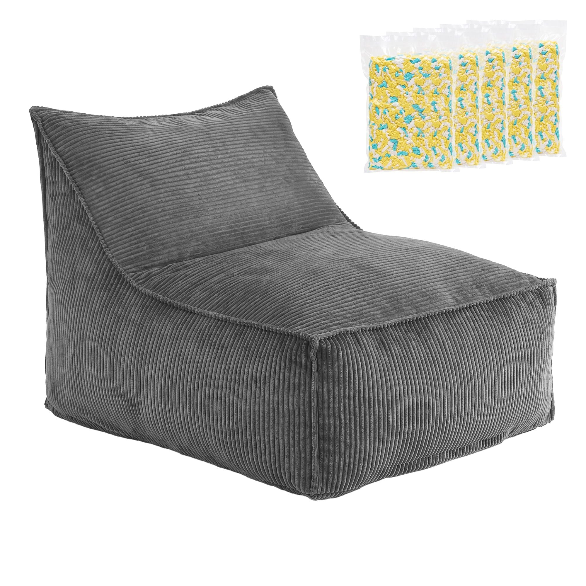 Bean Bag Chair Cover with Filler Soft Corduroy DIY Stuffed Animal Storage Bean Bag for Adults, Washable Lazy Sofa for Living Room Bedroom, Grey - Furniture > Sofas > Sofa Accessories - Rivercity House & Home Co. (ABN 18 642 972 209) - Affordable Modern Furniture Australia