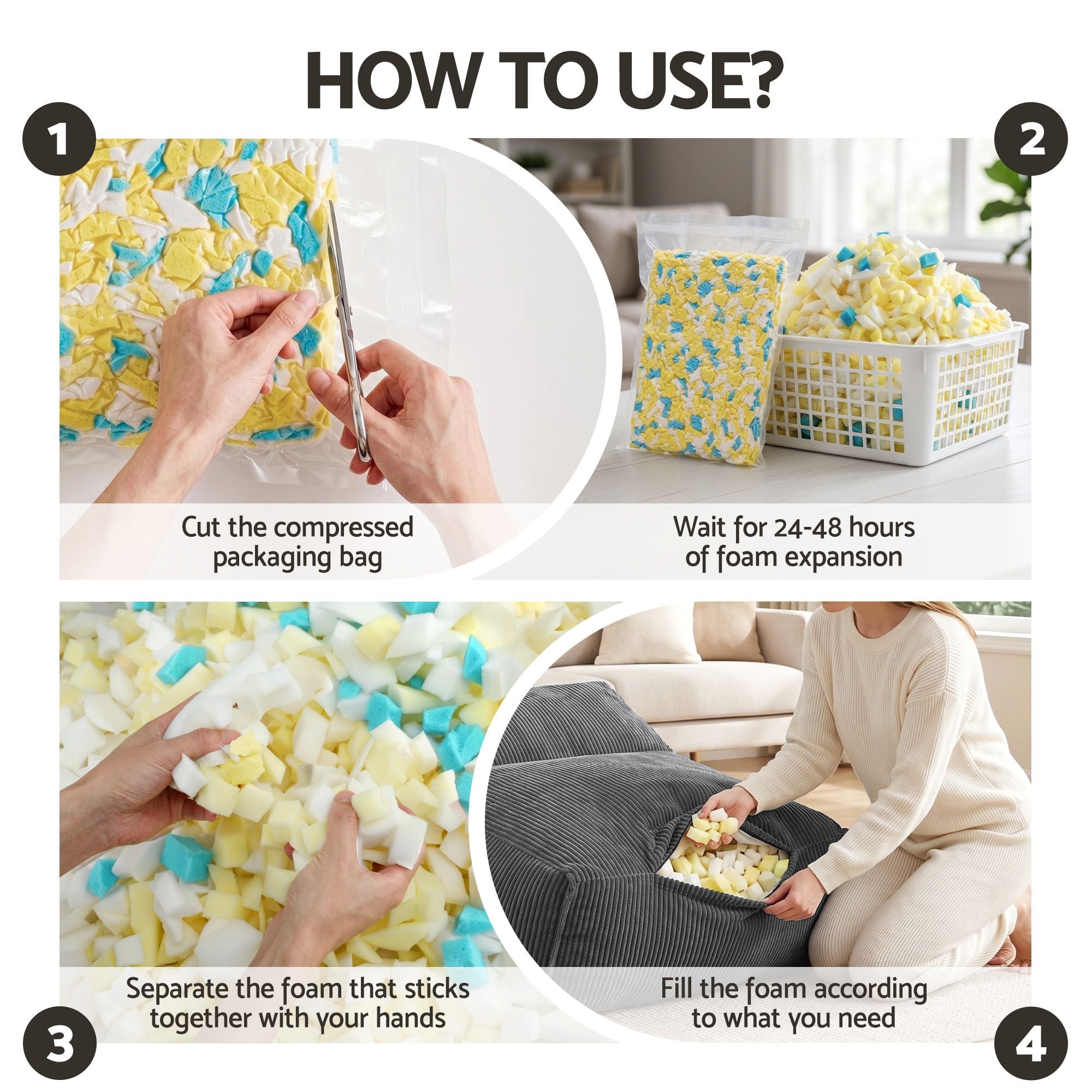 Bean Bag Chair Cover with Filler Soft Corduroy DIY Stuffed Animal Storage Bean Bag for Adults, Washable Lazy Sofa for Living Room Bedroom, Grey - Furniture > Sofas > Sofa Accessories - Rivercity House & Home Co. (ABN 18 642 972 209) - Affordable Modern Furniture Australia