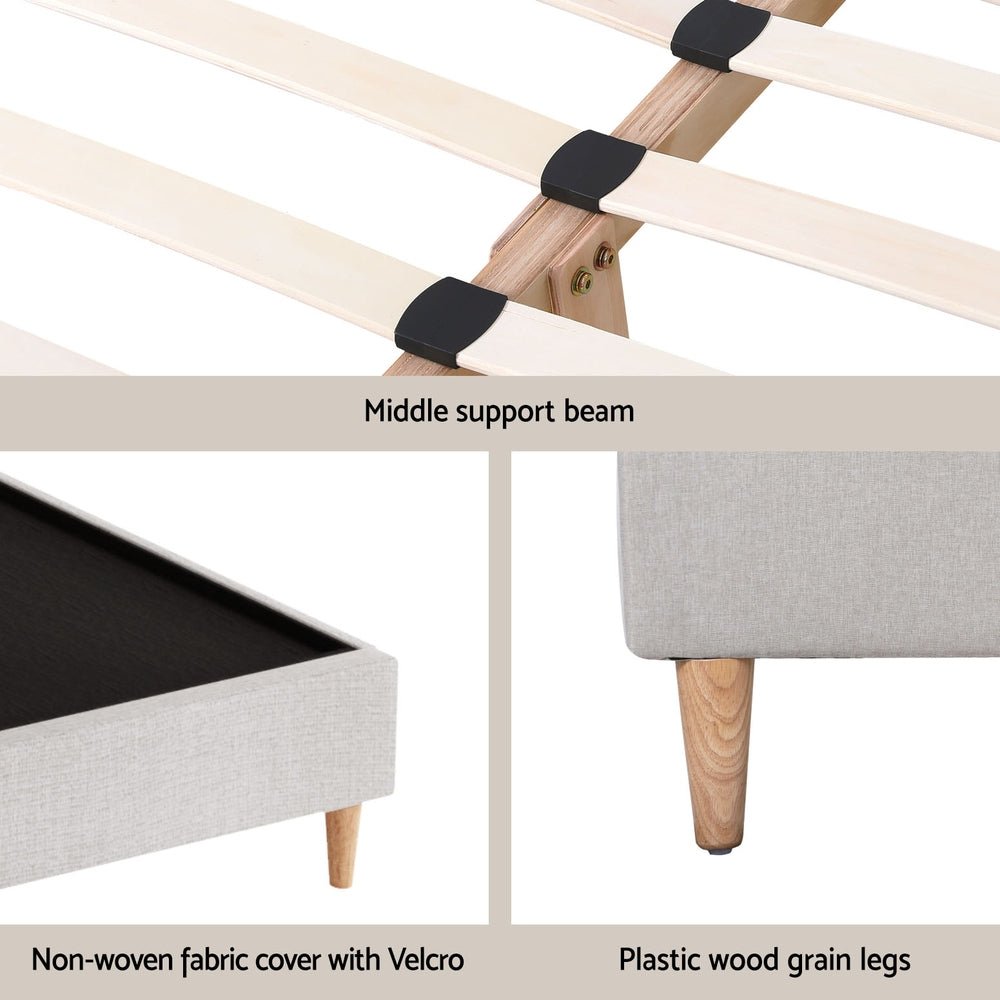 Bed Frame Double Size Beige ZORA - Furniture > Bedroom - Rivercity House & Home Co. (ABN 18 642 972 209) - Affordable Modern Furniture Australia